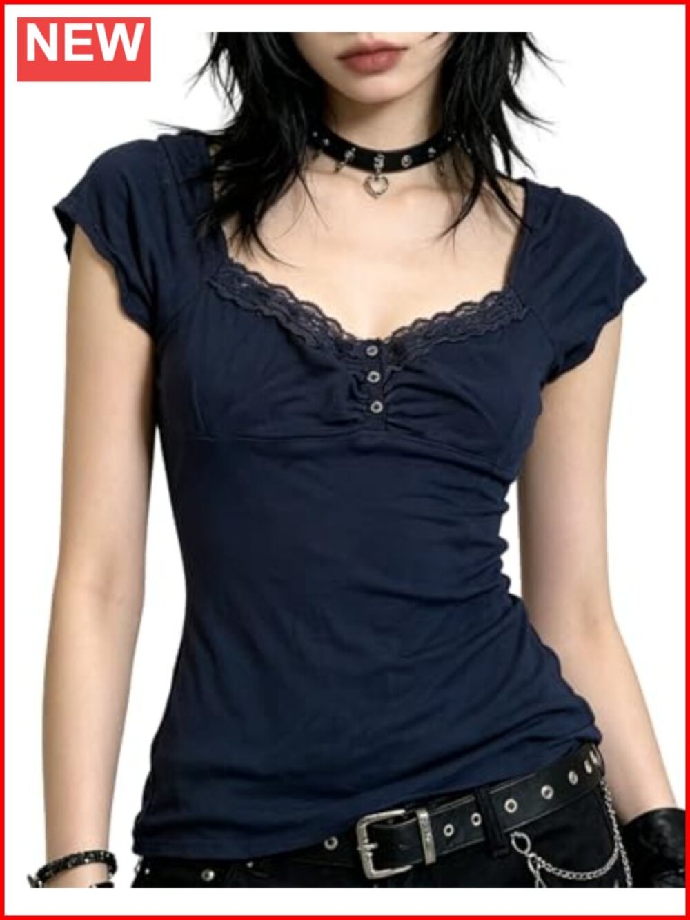 Y2K Fairy Grunge Lace Babydoll Short Sleeve Going Out Top